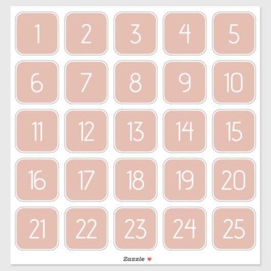 Dusty Pink Customizable Square Number Stickers  Aufkleber (Blatt)