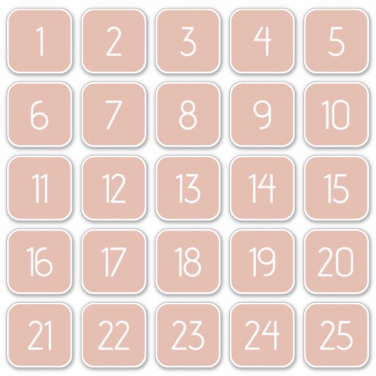 Dusty Pink Customizable Square Number Stickers  Aufkleber (Vorderseite)