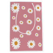 Dusty Pink Daisy Floral Geschenktasche Mittlere Geschenktüte (Vorderseite)