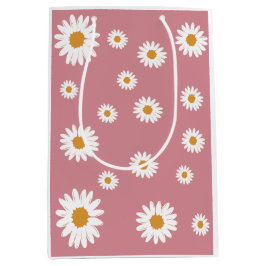 Dusty Pink Daisy Floral Geschenktasche Mittlere Geschenktüte