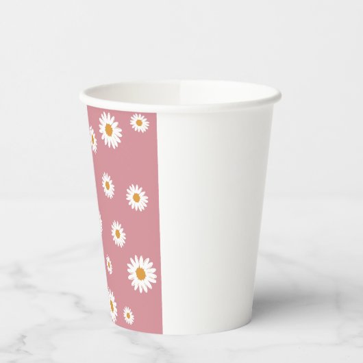 Dusty Pink Daisy Theme Paper Cups Pappbecher (Links)