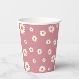 Dusty Pink Daisy Theme Paper Cups Pappbecher