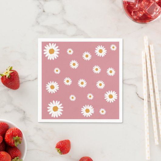 Dusty Pink Daisy Theme Paper Napkin Serviette (Beispiel)