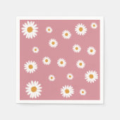Dusty Pink Daisy Theme Paper Napkin Serviette (Vorderseite)