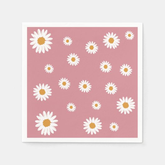 Dusty Pink Daisy Theme Paper Napkin Serviette (Vorderseite)
