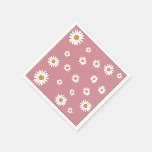 Dusty Pink Daisy Theme Paper Napkin Serviette (Ecke)