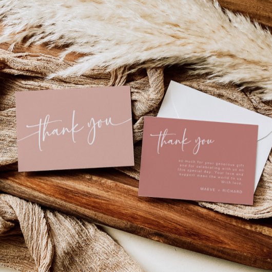 Dusty Pink Danke-Card Modernes Minimalistisches Mä Dankeskarte
