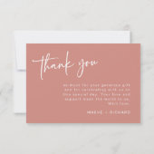 Dusty Pink Danke-Card Modernes Minimalistisches Mä Dankeskarte (Rückseite)