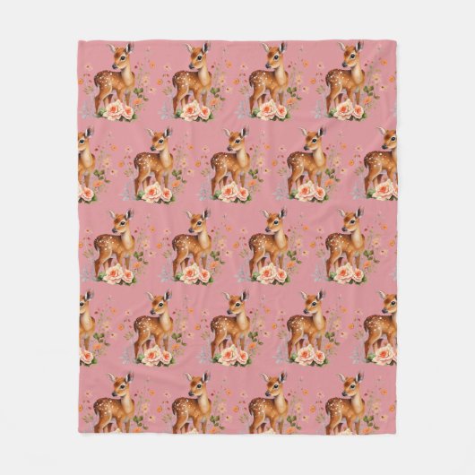Dusty Pink Deer Pattern Modern Fleecedecke (Vorderseite)