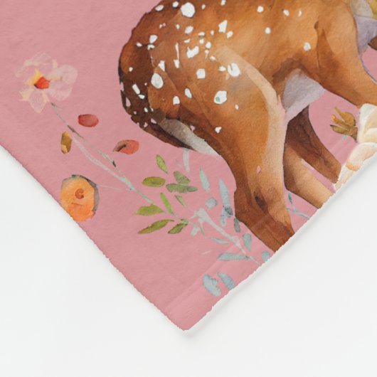Dusty Pink Deer Pattern Modern Fleecedecke (Ecke)