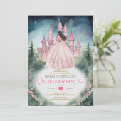 Dusty Pink Dress Forest Princess 15 Quinceañera Einladung (Stehend Vorderseite)