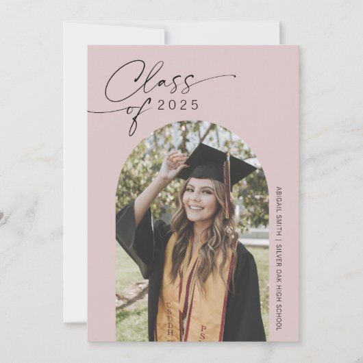 Dusty Pink, einfache Gewölbe Foto Abschluss Ankündigung (Vorderseite)