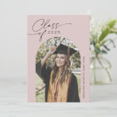 Dusty Pink, einfache Gewölbe Foto Abschluss Ankündigung (Stehend Vorderseite)