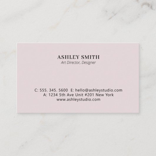 Dusty Pink Einfache minimale Berufliche Werbeaktio Visitenkarte (Rückseite)