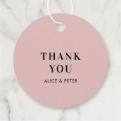 Dusty Pink | Einfache moderne Hochzeit Vielen Dank Geschenkanhänger (Rückseite)