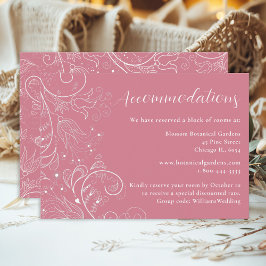 Dusty Pink Elegant Floral Hochzeitsunterkünfte Begleitkarte