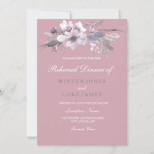 Dusty Pink Elegant Hochzeitsessen mit floraler Pro Einladung