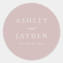 Dusty Pink Elegant Moderne Hochzeit Runder Aufkleber