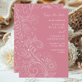 Dusty Pink Elegante Blumenhochzeit rettet das Datu Save The Date