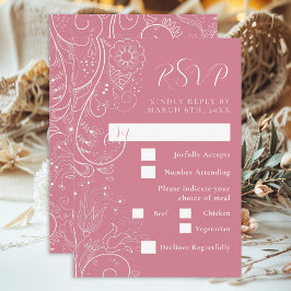 Dusty Pink Elegante Blumenküche RSVP Karte