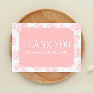 Dusty Pink Elegante Chinoiserie Hochzeit Dankeskarte