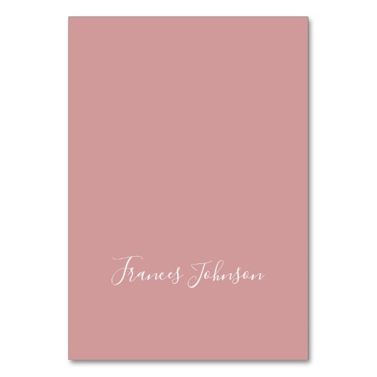 Dusty Pink Elegante Platzkarten mit vollem Namen Tischnummer (Vorderseite)