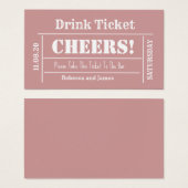 Dusty Pink Elegante Wedding Free Drink Ticket (Vorne & Hinten)