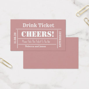 Dusty Pink Elegante Wedding Free Drink Ticket
