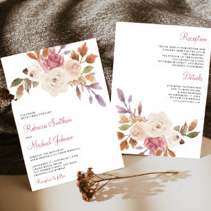 Dusty Pink Elfenbeinblume Alles in einer Hochzeit Einladung