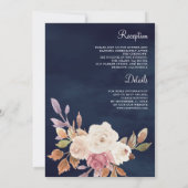 Dusty Pink Elfenbeinblume Alles in einer Marinehoc Einladung (Rückseite)