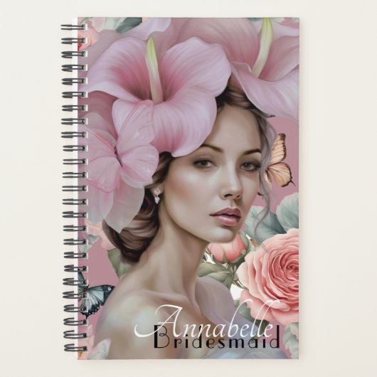 Dusty Pink Ethereal Floral Art Bridesmaid Planer (Vorderseite)