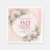 Dusty Pink Eucalyptus Boho 90th Birthday Party   Serviette (Vorderseite)