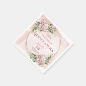Dusty Pink Eucalyptus Floral Napkin 15th Birthday Serviette (Ecke)