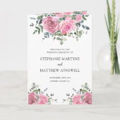 Dusty Pink Eukalyptus Botanische Hochzeit Programm (Vorderseite)