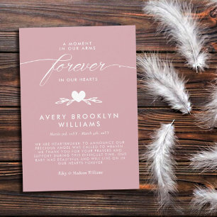 Dusty Pink ewig in unserem Hearts Baby Memorial Einladung
