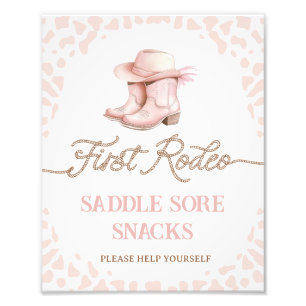 Dusty Pink First Rodeo 1. Geburtstag Party Zeichen Fotodruck