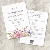 Dusty Pink Floral All in One Wedding Einladung