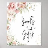 Dusty Pink Floral Baby Duschbücher und Geschenke Poster (Vorne)