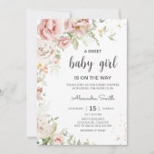 Dusty Pink Floral Baby Dusche Einladung (Vorderseite)