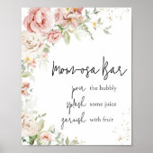 Dusty Pink Floral Baby Dusche Mama Osa Bar Poster (Vorne)
