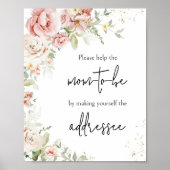 Dusty Pink Floral Baby Shower Envelope Station Poster (Vorne)