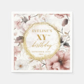 Dusty Pink Floral Boho 80 Geburtstag Napkins Custo Serviette (Vorderseite)