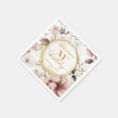 Dusty Pink Floral Boho 80 Geburtstag Napkins Custo Serviette (Ecke)