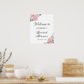 Dusty Pink Floral Brautparty Begrüßungszeichen Poster (Küche)