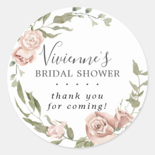 Dusty Pink Floral Brautparty Vielen Dank Runder Aufkleber