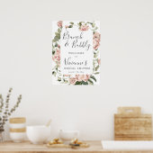Dusty Pink Floral Bridal Bubbly Begrüßungszeichen Poster (Küche)