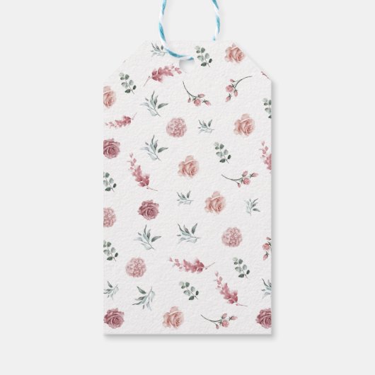 Dusty Pink Floral Bridal Shower Geschenkanhänger (Rückseite)