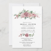 Dusty Pink Floral Bridal Shower Invitation Einladung (Vorderseite)