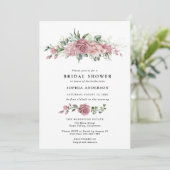 Dusty Pink Floral Bridal Shower Invitation Einladung (Stehend Vorderseite)