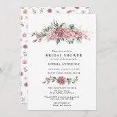 Dusty Pink Floral Bridal Shower Invitation Einladung (Vorne/Hinten)